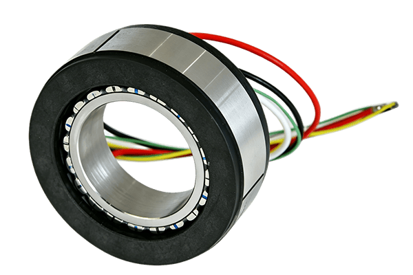 Inner-rotor frameless torque motor with compact cylindrical construction