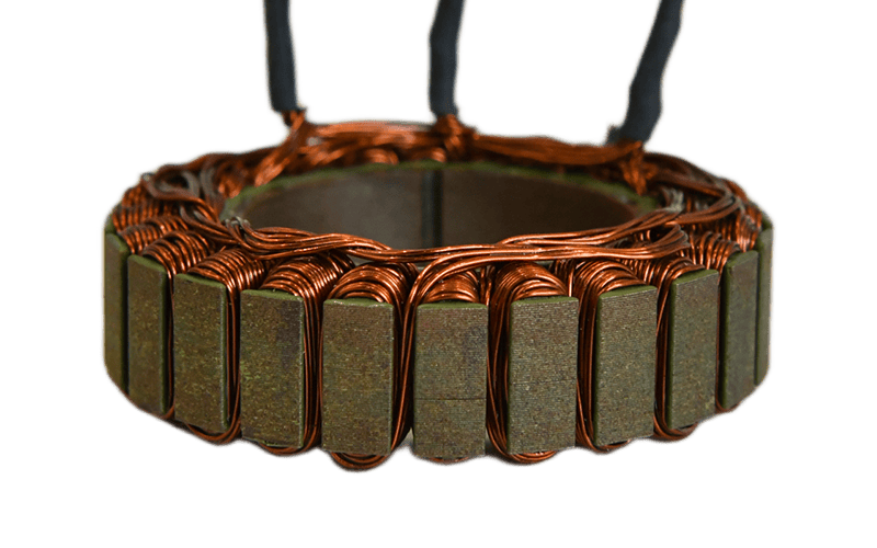 Outer-rotor frameless torque motor stator with three-phase winding leads